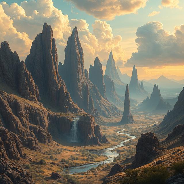 Digital Print – "Whispers of the Highlands" | Fantasy Canyon Spires Art | Surreal Explorer Landscape | Instant Download Wall Decor
