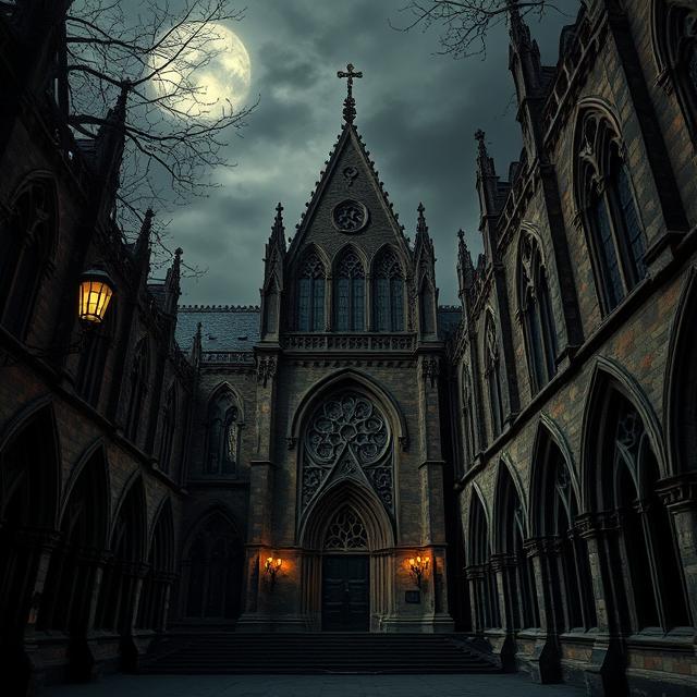 Gothic Moonlight Cathedral – Dark Academia Church Print (A4 Digital Art)