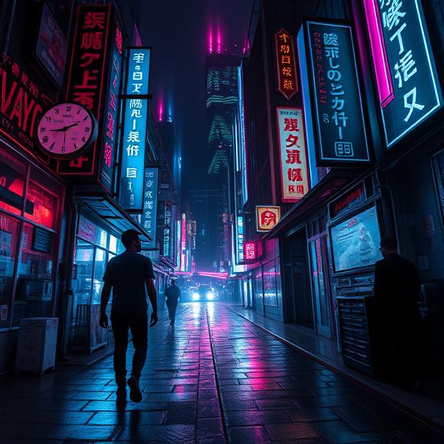 Neon Alley – Cyberpunk Cityscape Digital Art Print (A4 Download)