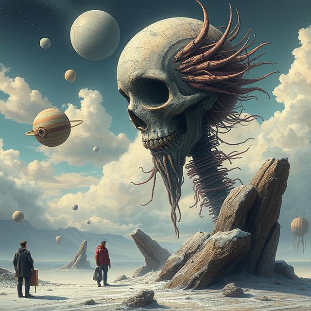 Surreal Cosmic Skull – Fantasy Sci-Fi Wall Art Print (Digital Download)