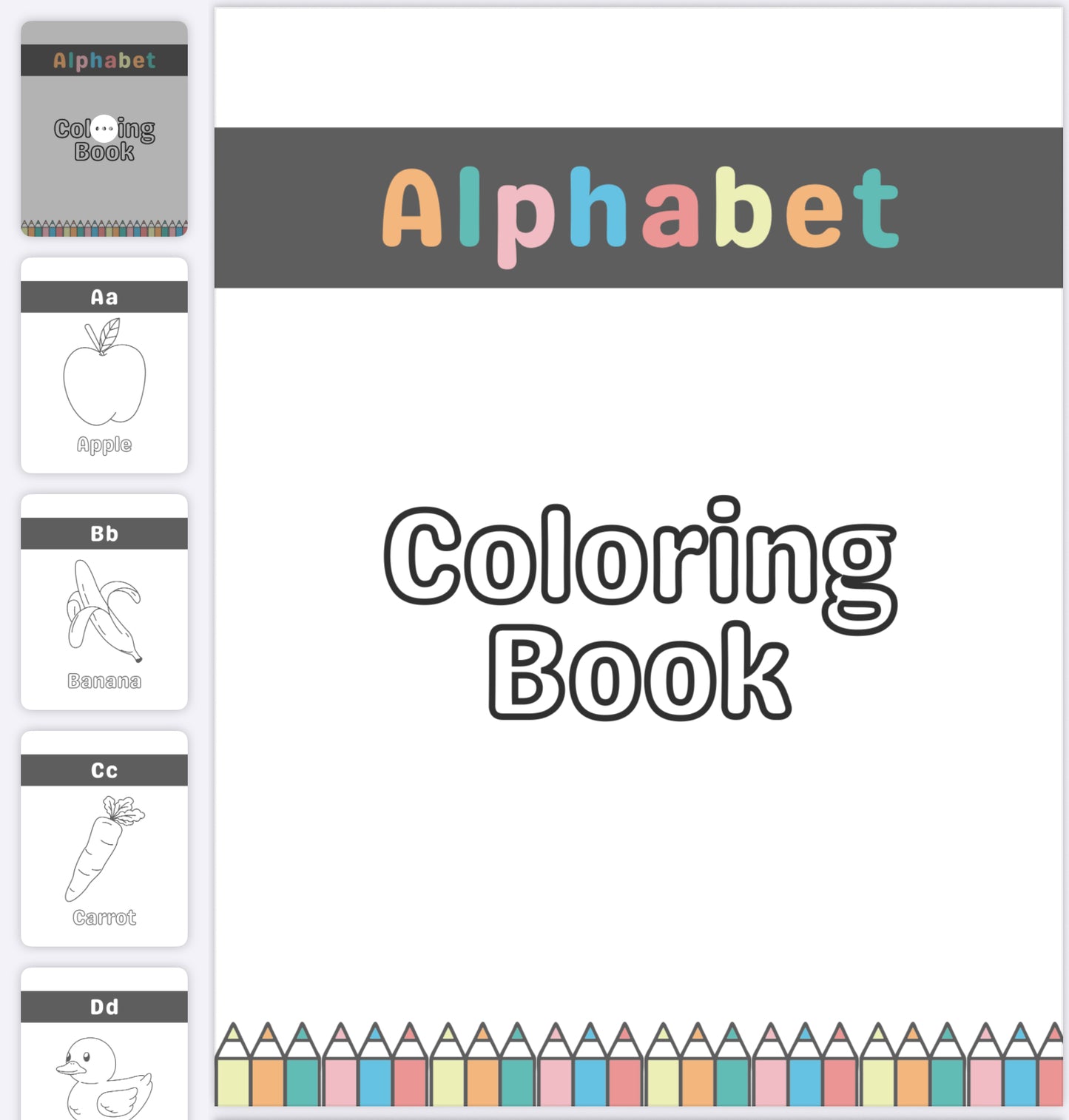 Alphabet Coloring Book – A–Z Printable for Kids (PDF)