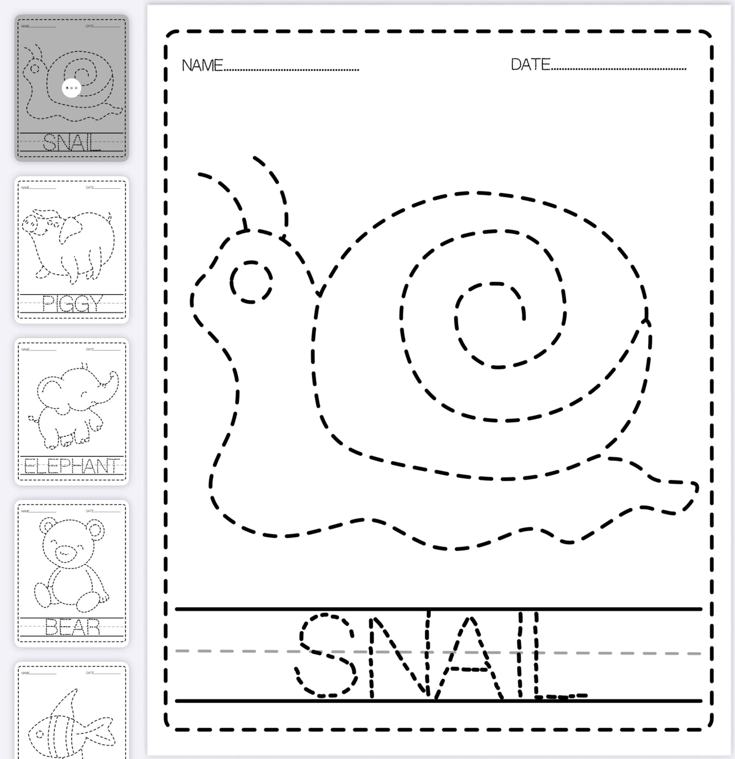 Animals Tracing Book – Fun Pre-Writing Practice for Kids