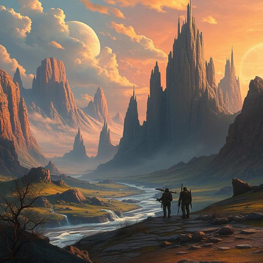 Digital Print – "The Long Way Home" | Fantasy Sci-Fi Landscape Art | Alien Mountain Trail Scene | Instant Download Wall Poster