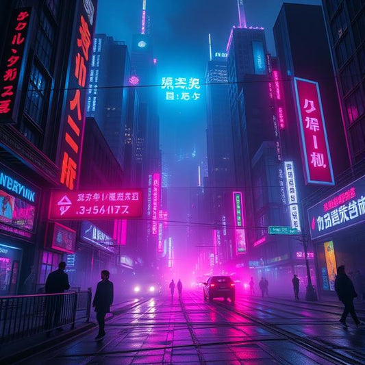 Cyberpunk City Neon Night – Futuristic Urban Street Scene Printable (A4 Digital Art)