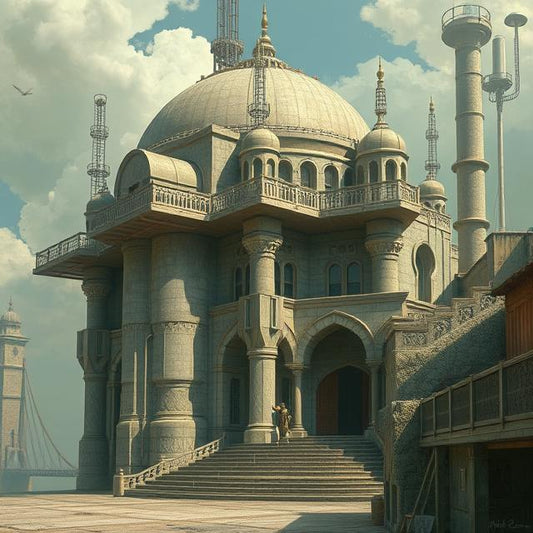 Temple of Light and Legacy – Digital Architecture Fantasy Art Print