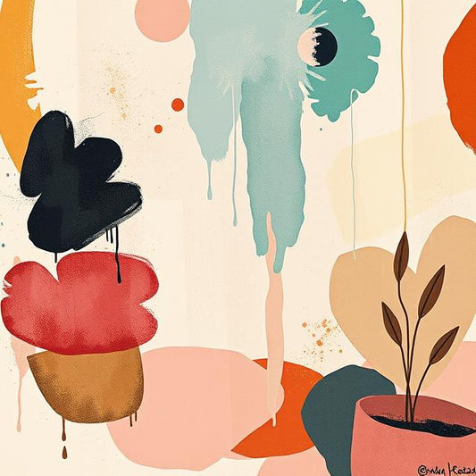 Colorful Abstract Drip Art Print – Modern Botanical Expressionist Decor