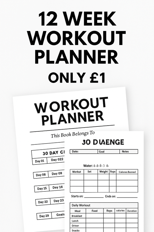 12 Week Workout Planner – Fitness Tracker & Goal Setter (PDF Printable)